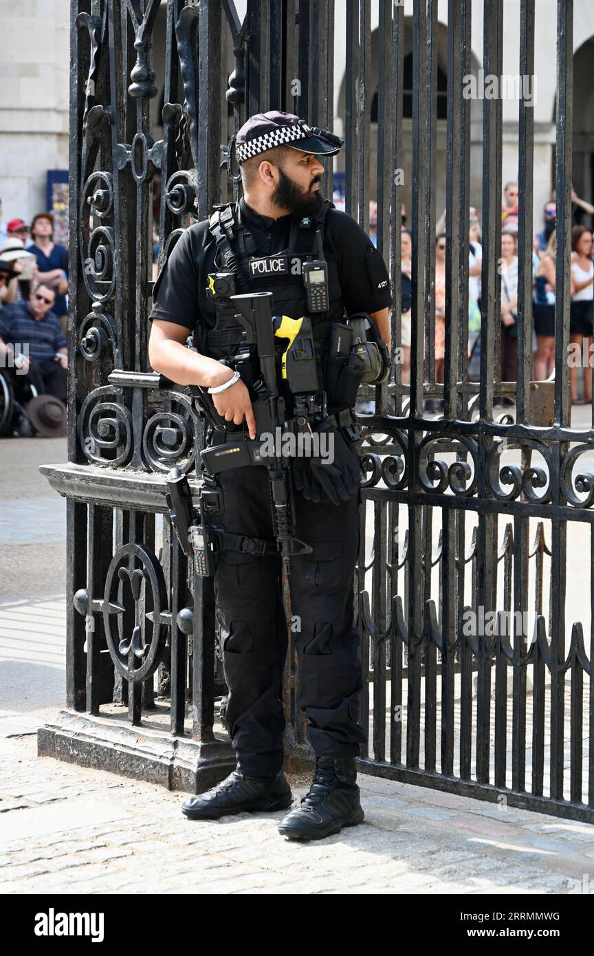 Officier de police armé, Horse Guards Parade, Londres, Royaume-Uni Banque D'Images