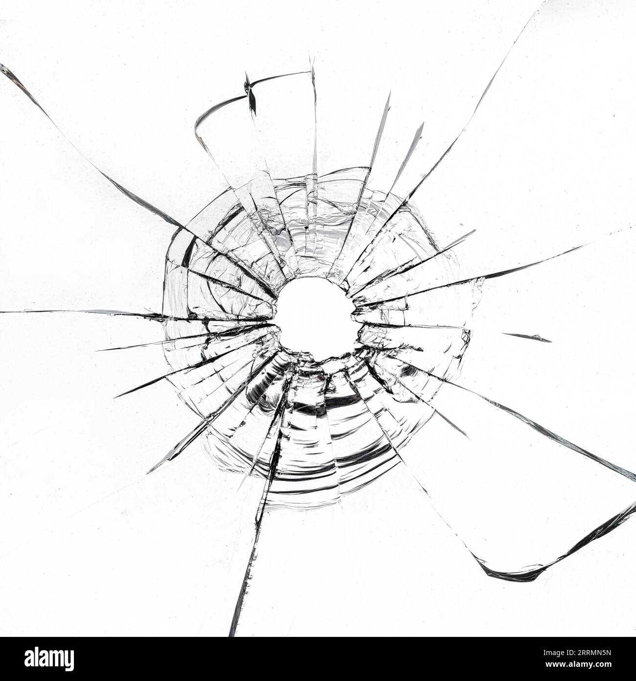 Shattered Transparency : Exploring a Bullet's impact on White Banque D'Images