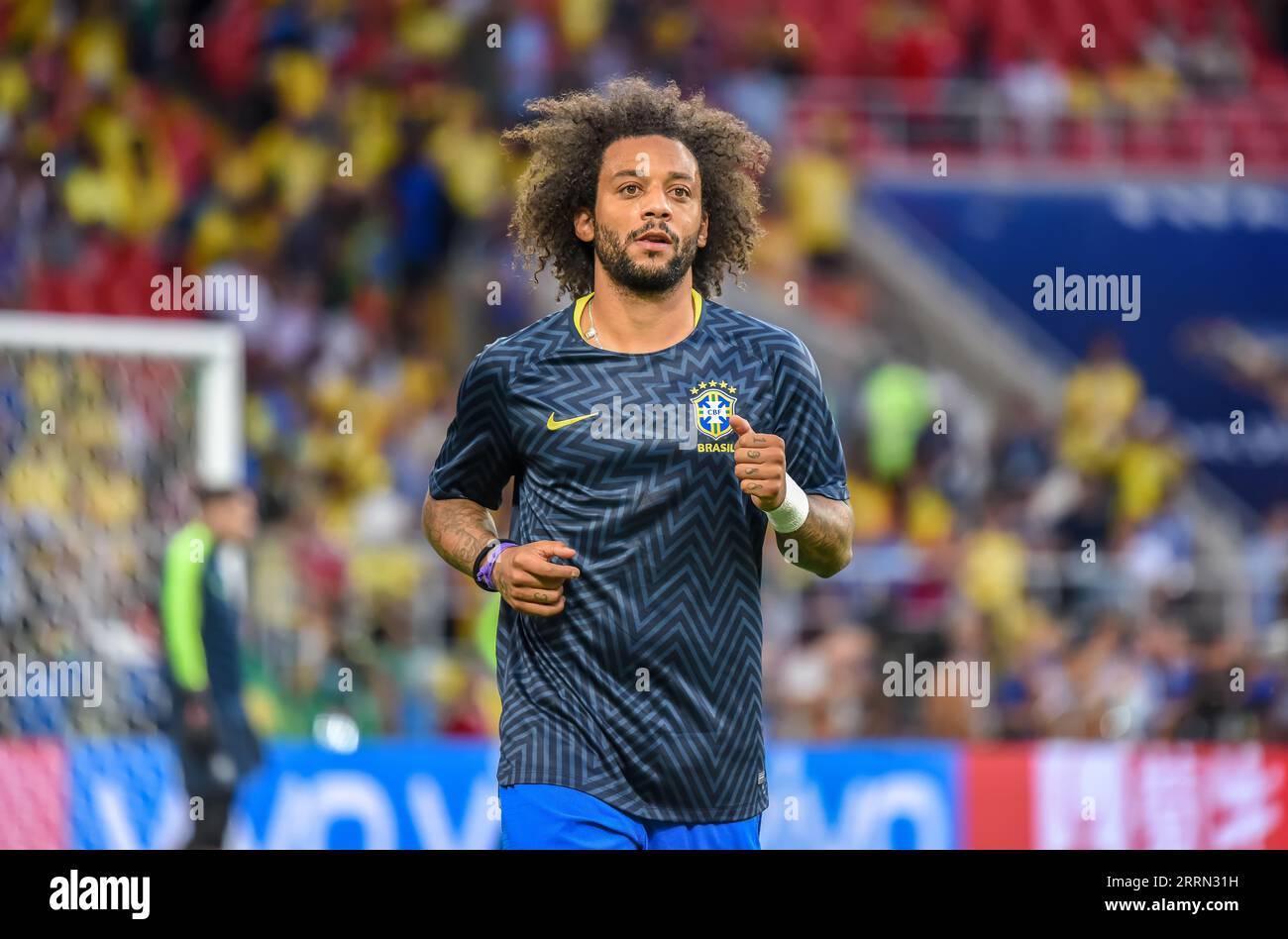 Moscou, Russie - 27 juin 2018. L'ailier de l'équipe nationale de football du Brésil Marcelo avant le match de la coupe du monde de la FIFA 2018 Serbie vs Brésil (0-2) Banque D'Images