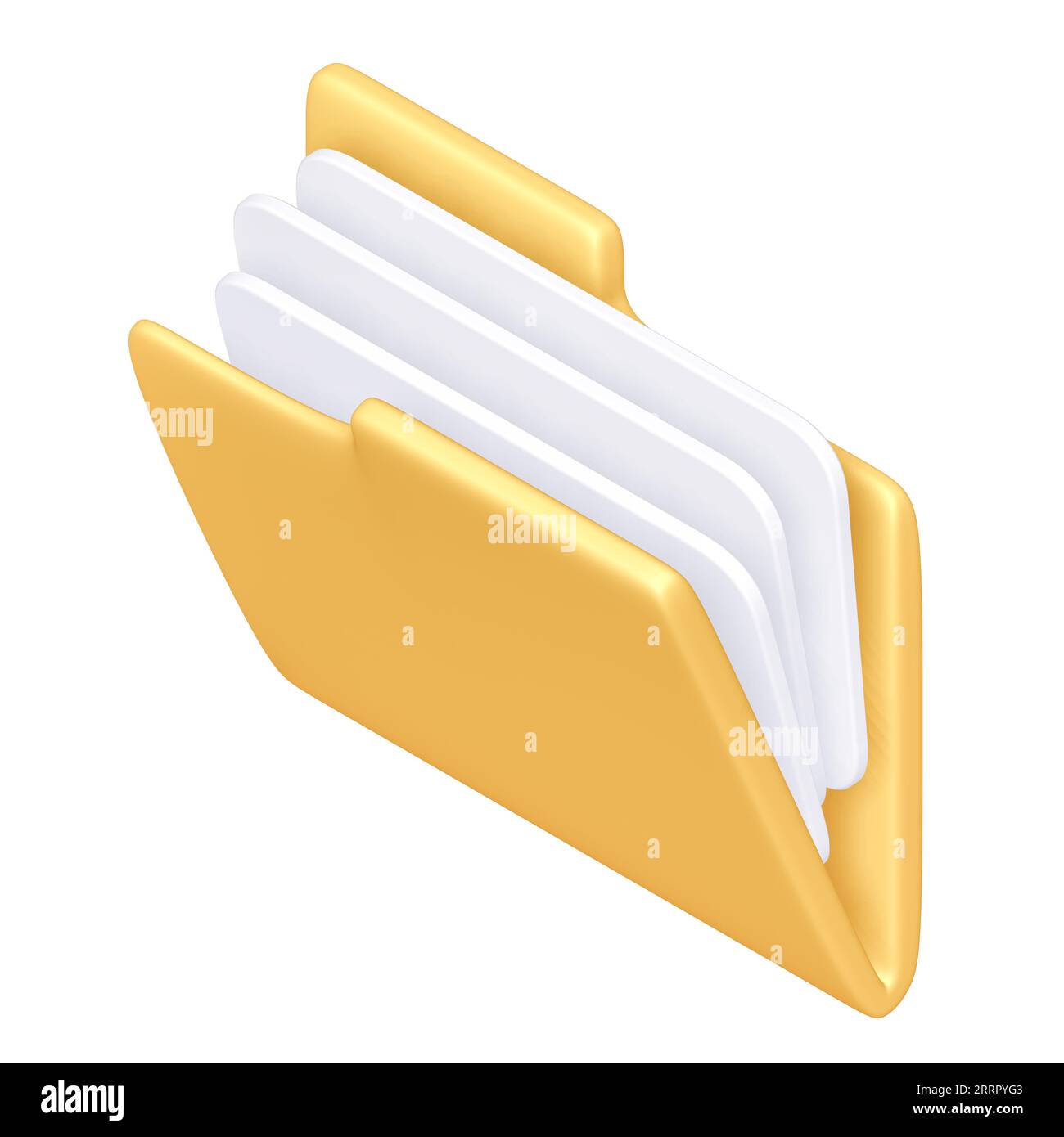 Icône de dossier jaune avec tracé de découpe, rendu 3D. Banque D'Images