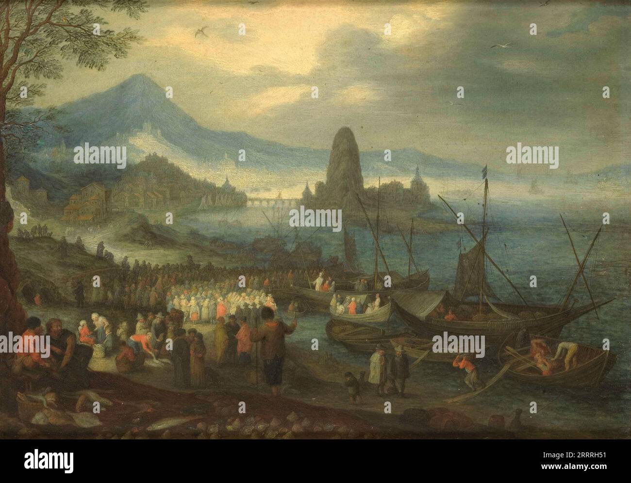 Le sermon sur la mer de Galilée, Jan Brueghel (I) (copie après), 1600 - 1699 Banque D'Images