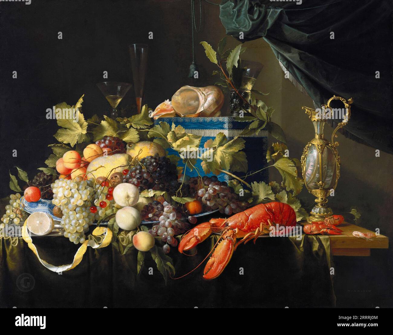 Jan Davidsz. De Heem (1606-1683-84) - nature morte avec fruits et homard Banque D'Images