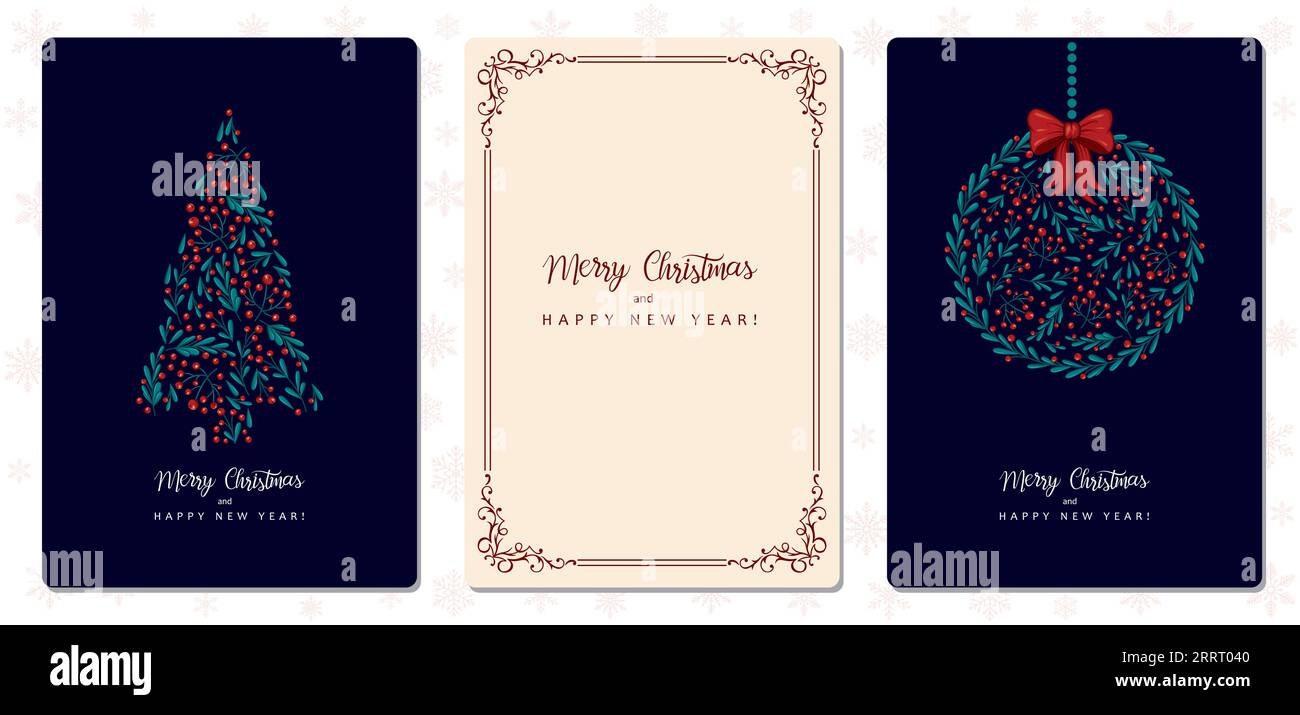 Vector Set de cartes modernes pour félicitations pour les vacances de Noël. Illustration de Vecteur