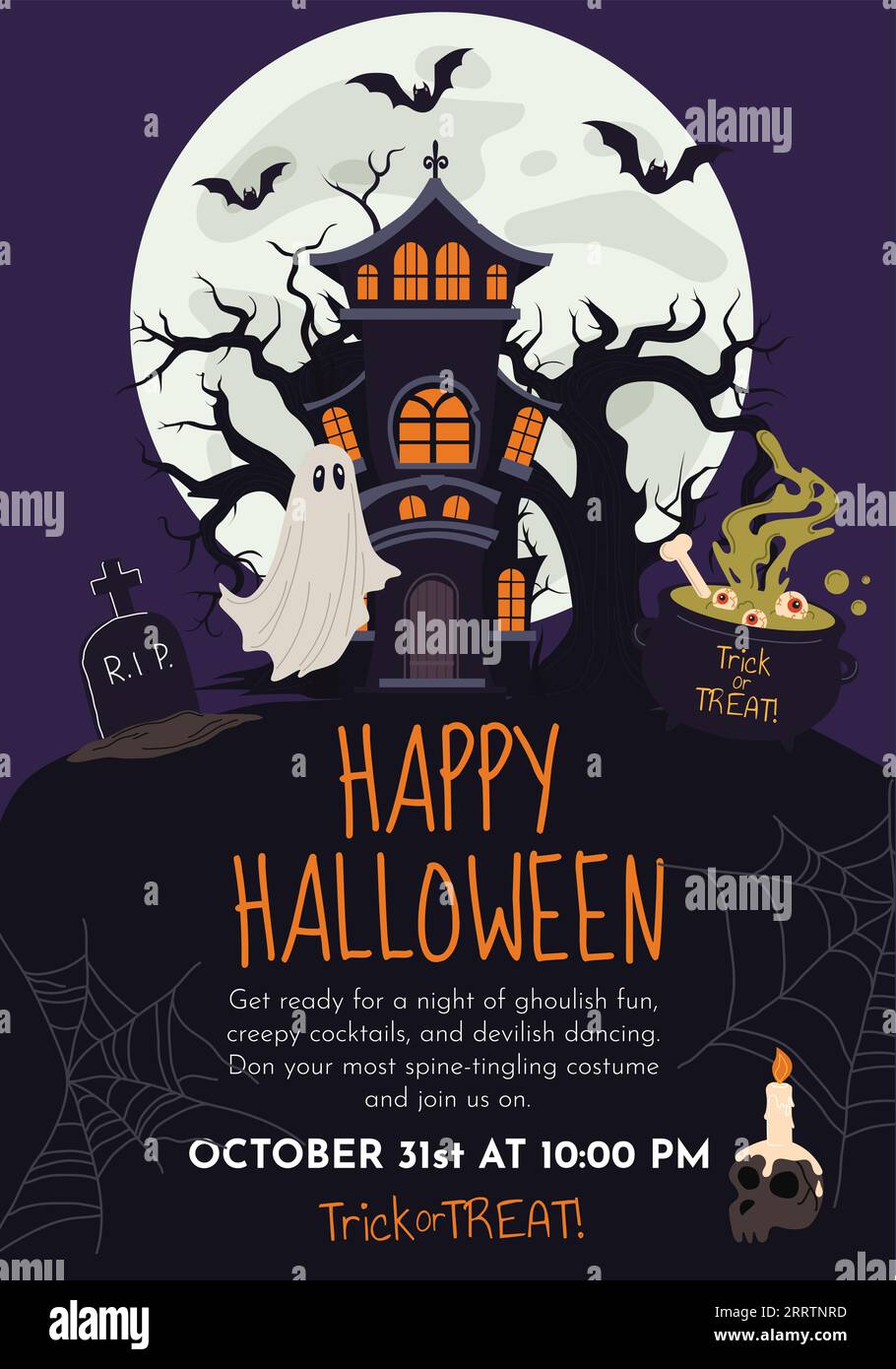 Affiche Halloween, invitation à la fête, modèle Illustration de Vecteur