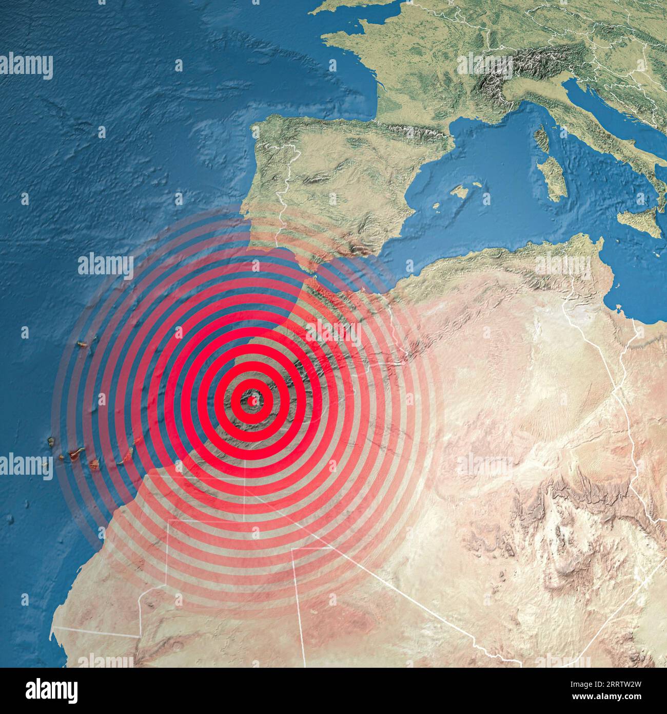 Carte sismique au Maroc, montagnes de l'Atlas, secouer, les éléments de cette image sont fournis par la NASA. Terre frappée par une forte magnitude de tremblement de terre. 3d Banque D'Images
