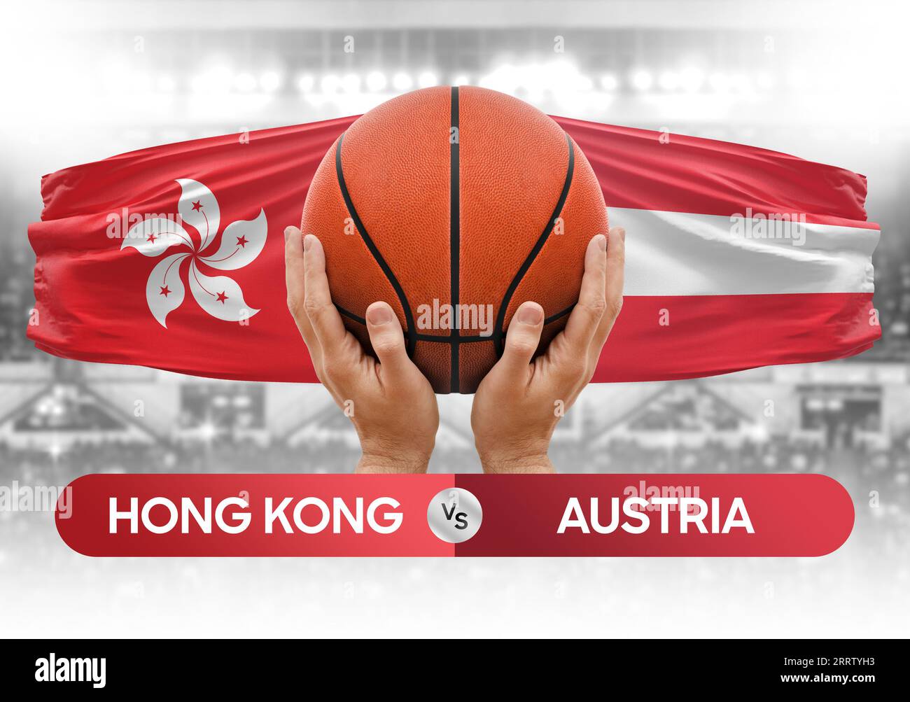 Image conceptuelle des équipes nationales de basket-ball de Hong Kong vs Autriche Banque D'Images