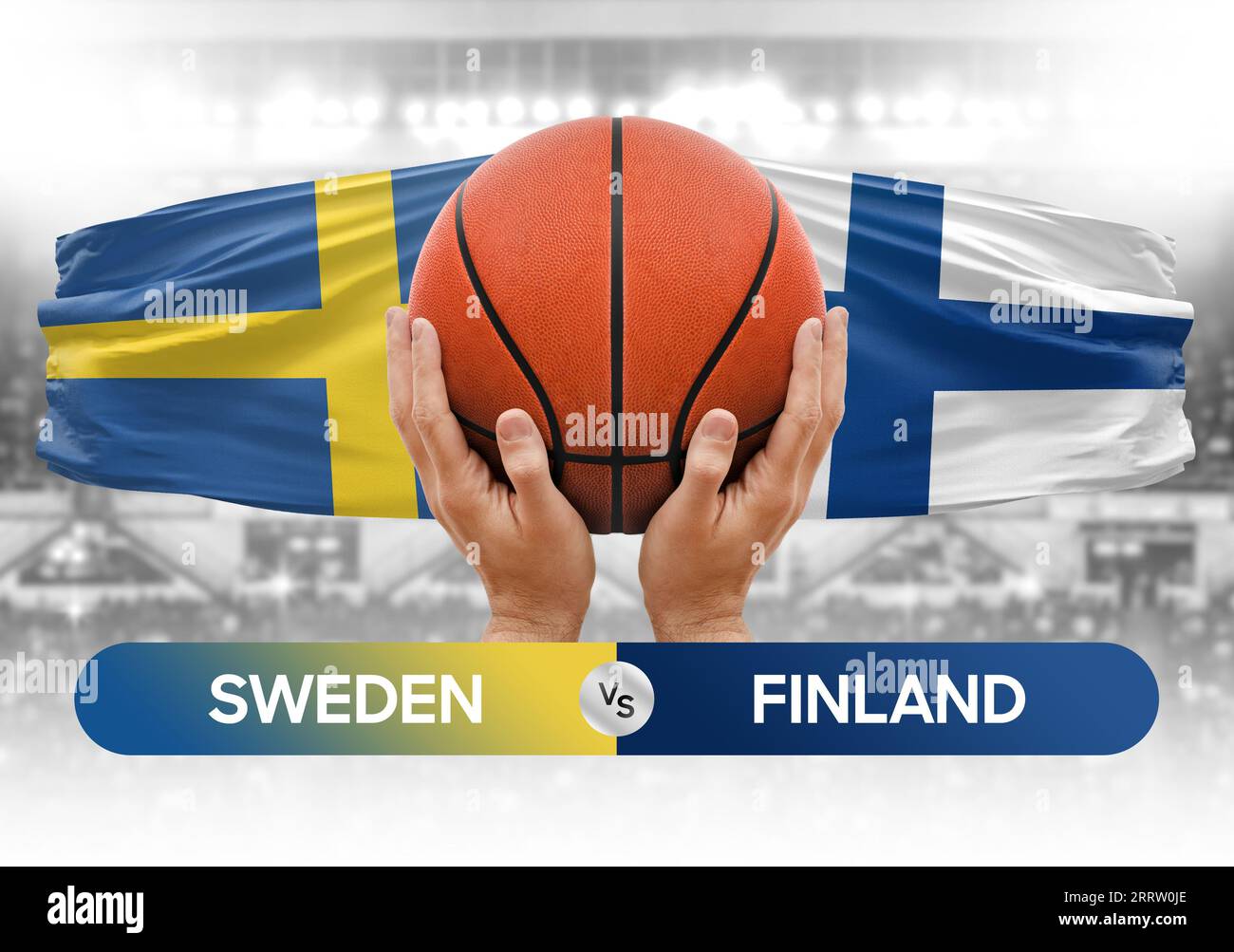 Image conceptuelle des équipes nationales de basket-ball de Suède vs Finlande Banque D'Images