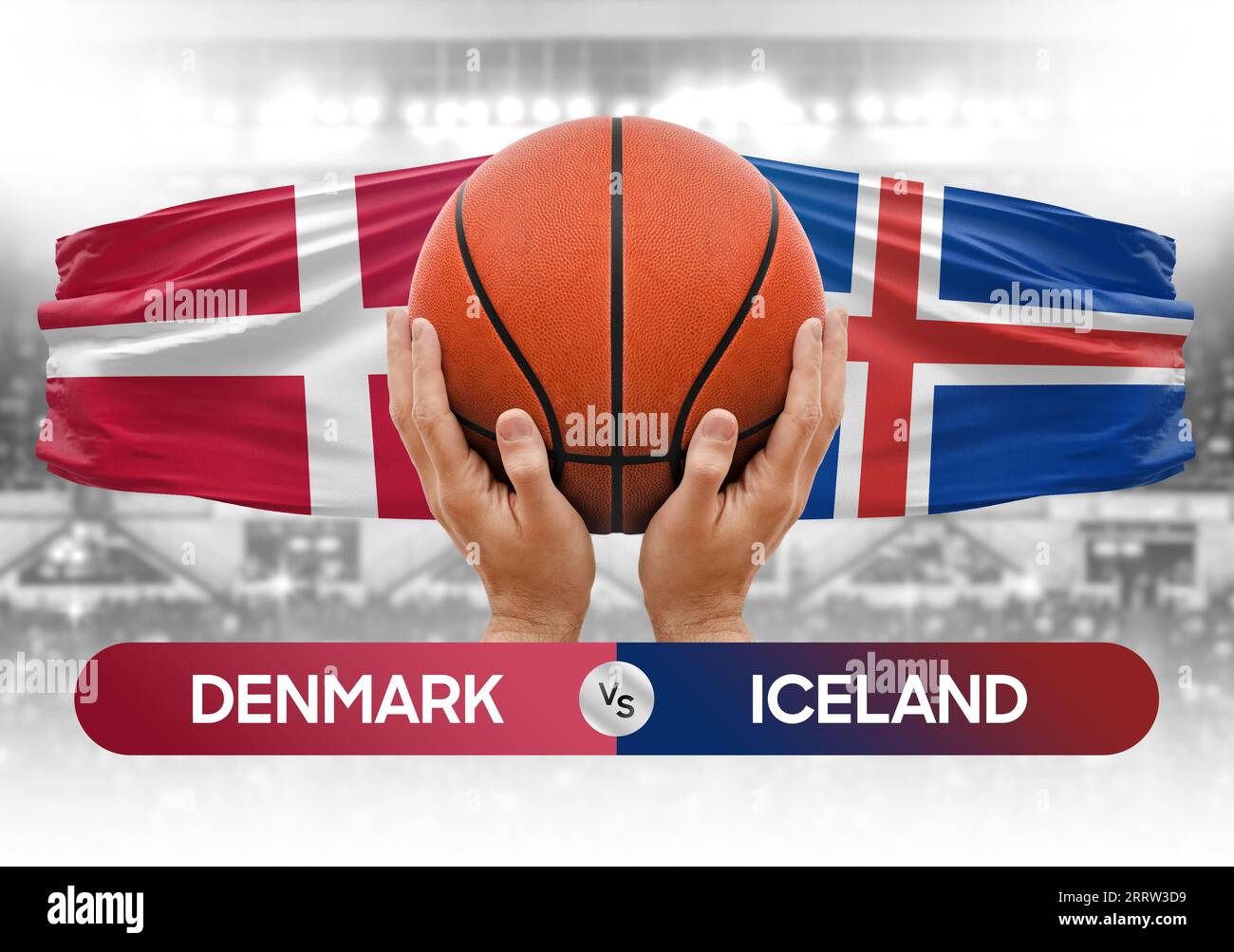 Image conceptuelle de la coupe de compétition de basket-ball des équipes nationales de basket-ball du Danemark vs Islande Banque D'Images