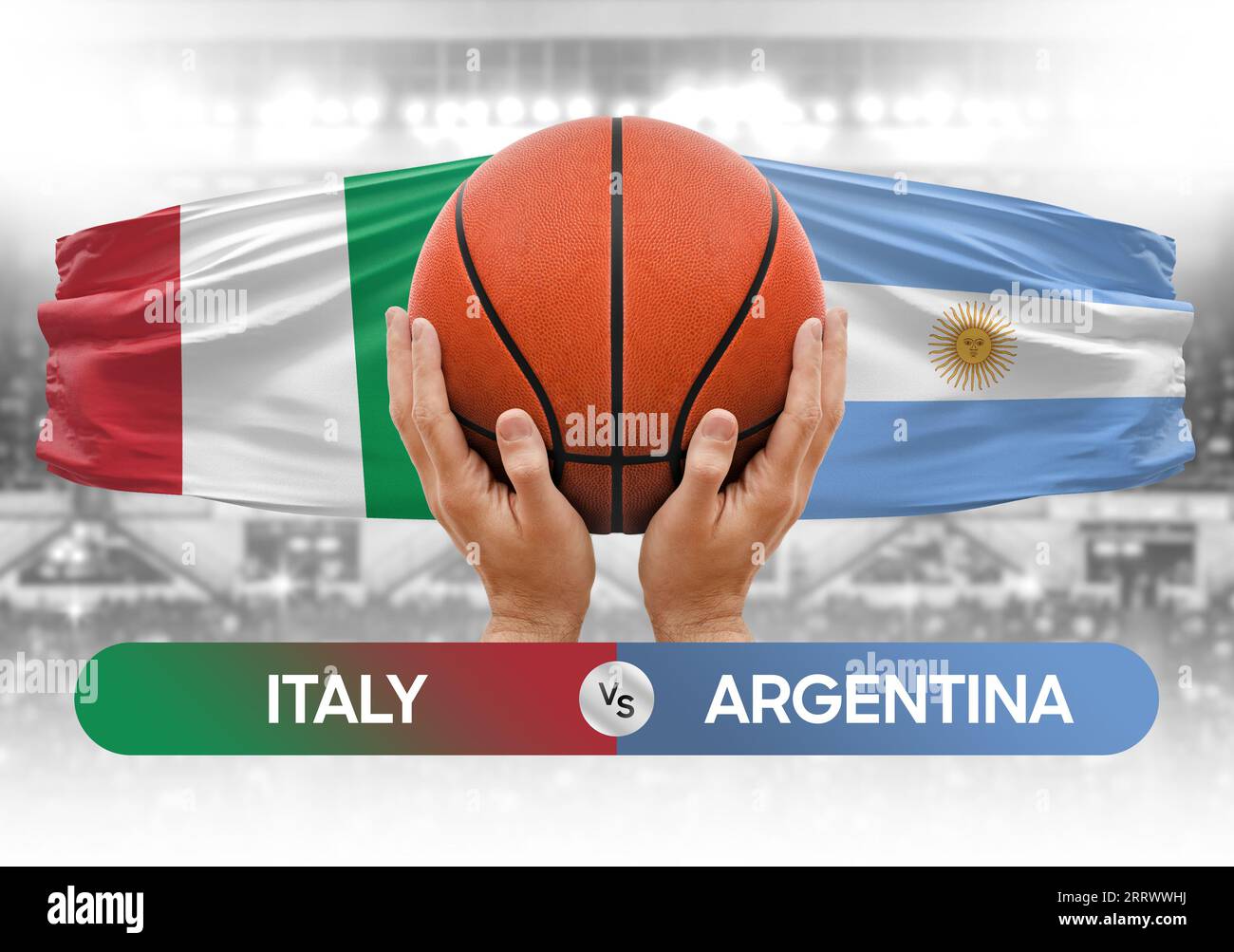 Image conceptuelle des équipes nationales de basket-ball Italie vs Argentine basket-ball match compétition Cup Banque D'Images