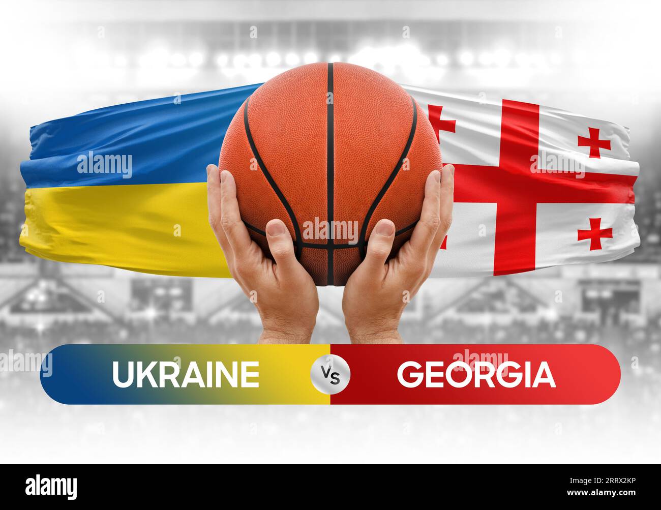 Image conceptuelle de la coupe de compétition de basket-ball des équipes nationales de Géorgie vs Ukraine Banque D'Images