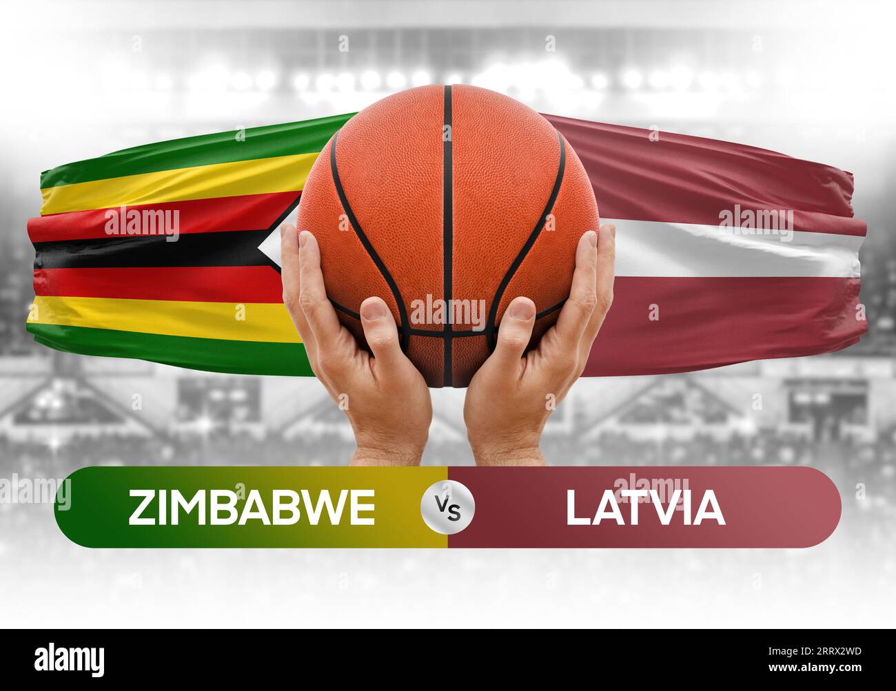 Image conceptuelle de la coupe de compétition de basket-ball des équipes nationales de Lettonie vs Zimbabwe Banque D'Images