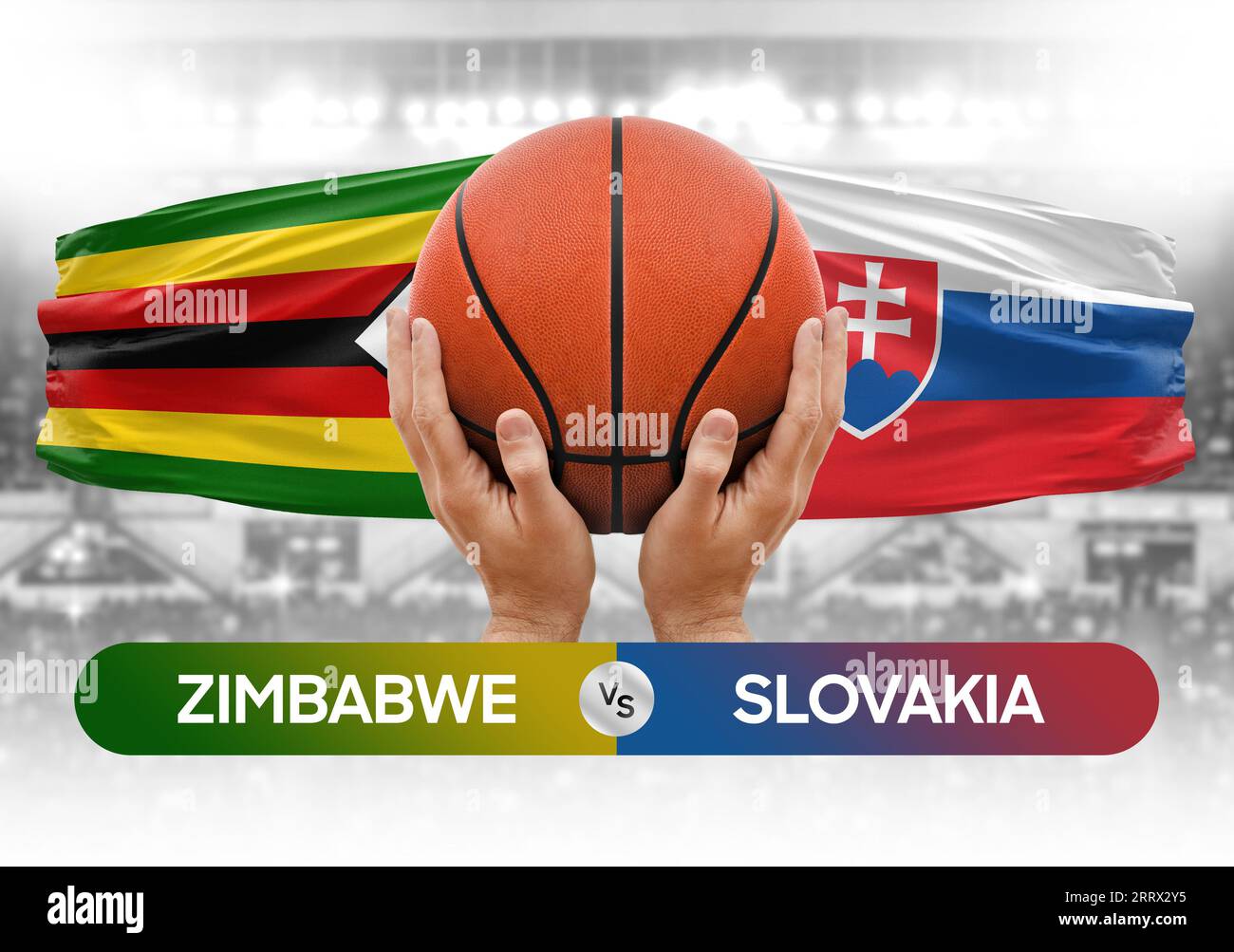 Image conceptuelle de la coupe de compétition de basket-ball des équipes nationales de basket-ball du Zimbabwe vs Slovaquie Banque D'Images