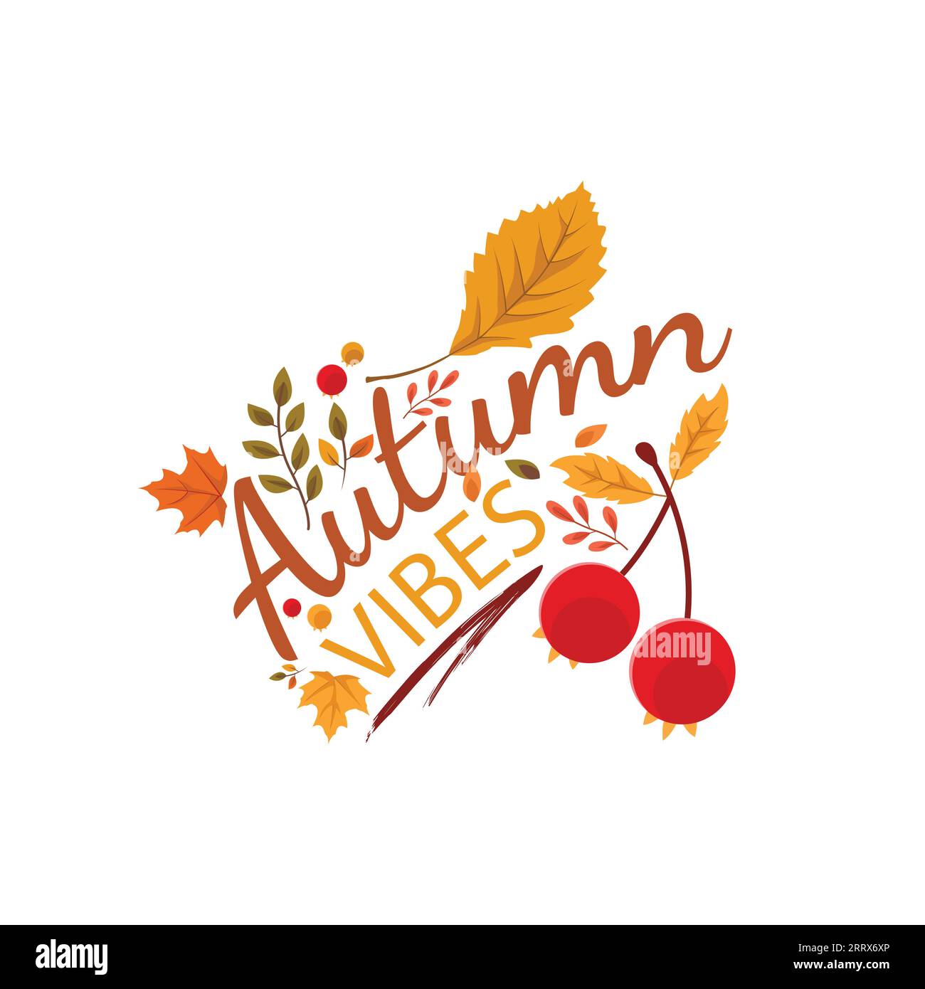 Autumn Vibes conception vectorielle de typographie saisonnière. Conception de typographie d'automne faite avec des feuilles image vectorielle Illustration de Vecteur