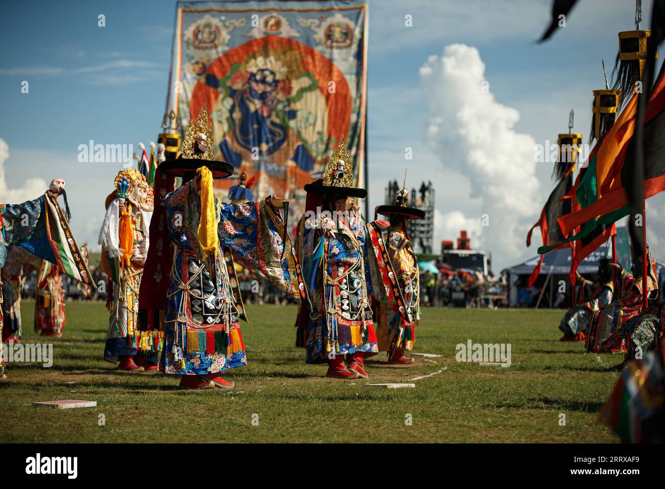 Ulaanbaatar, Mongolie, 5 août 2023. Festival Danshig Naadam Khuree Tsam. Crédit : L.Enkh-Orgil Banque D'Images