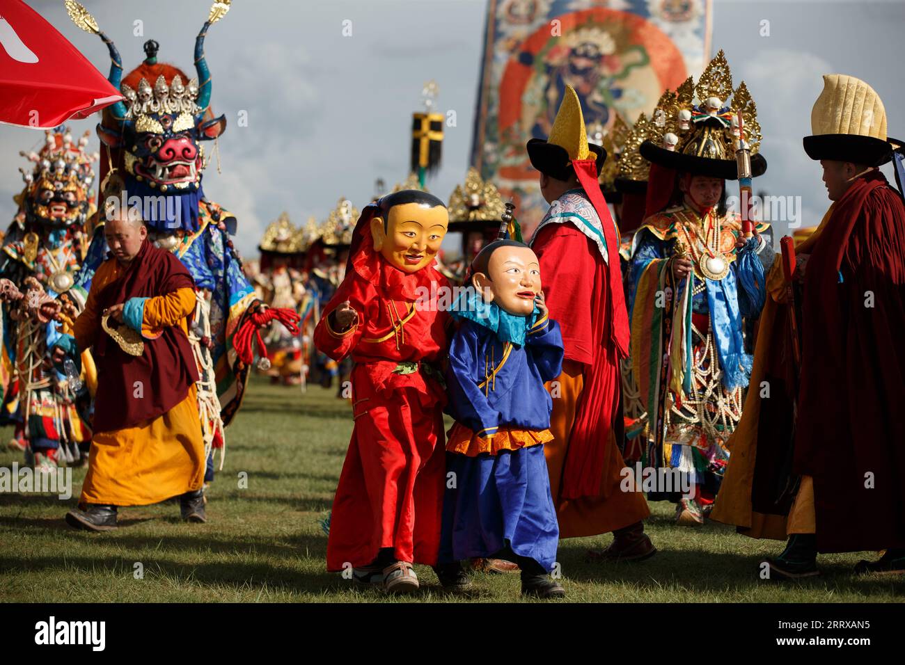 Ulaanbaatar, Mongolie, 5 août 2023. Festival Danshig Naadam Khuree Tsam. Crédit : L.Enkh-Orgil Banque D'Images