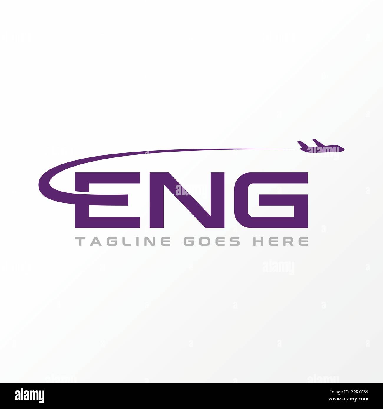 Logo design concept graphique créatif abstrait premium vecteur stock signe initial lettre ENG police avec avion vol lié monogramme typographie aviation Illustration de Vecteur