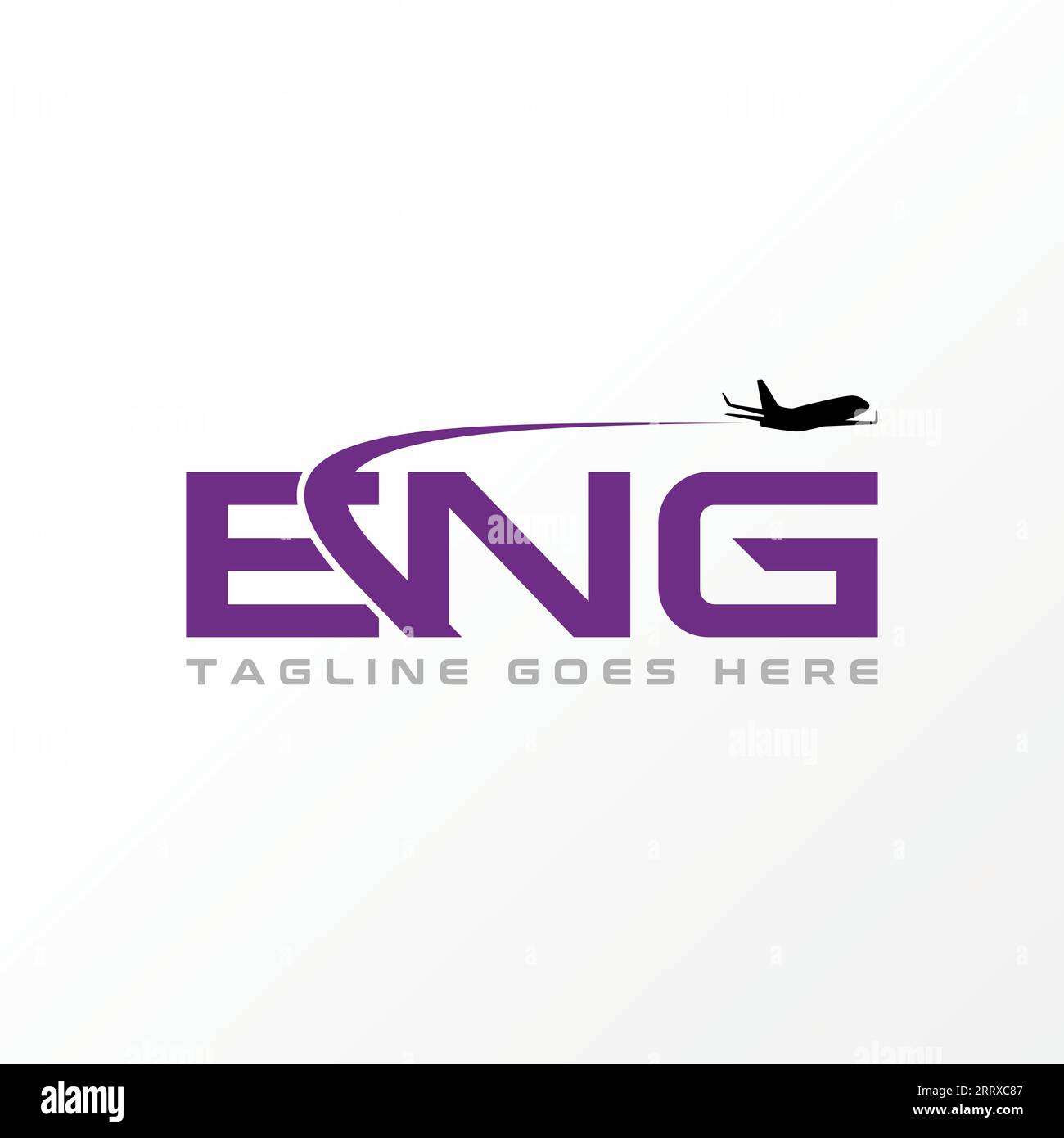 Logo design concept graphique créatif abstrait premium vecteur stock signe initial lettre ENG police avec avion vol typographie liée monogramme aviation Illustration de Vecteur