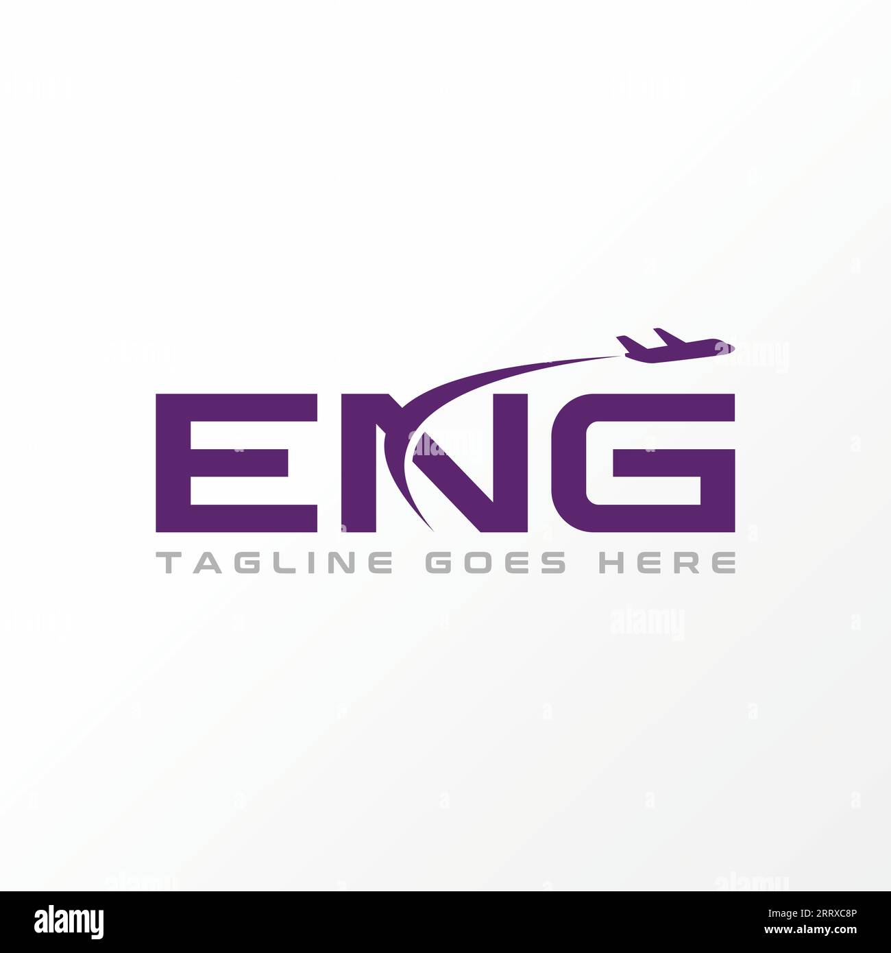 Logo design concept graphique créatif abstrait premium vecteur stock signe lettre initiale ENG police avec avion volant lié monogramme typographie aviation Illustration de Vecteur