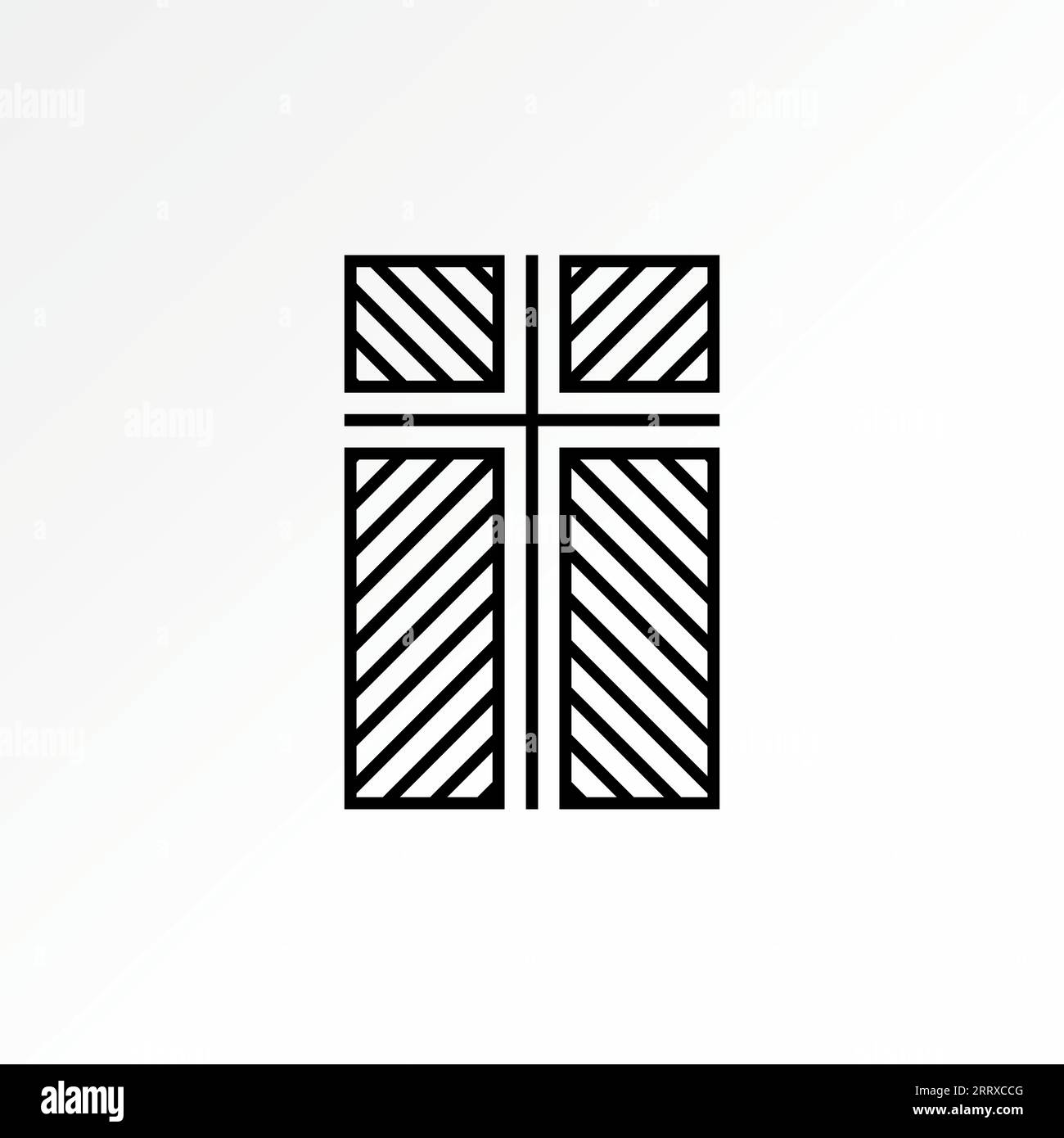 Logo design concept graphique créatif abstrait premium signe vectoriel stock unique modèle d'art de fenêtre christian Cross Church. Lié à la religion intérieur Illustration de Vecteur