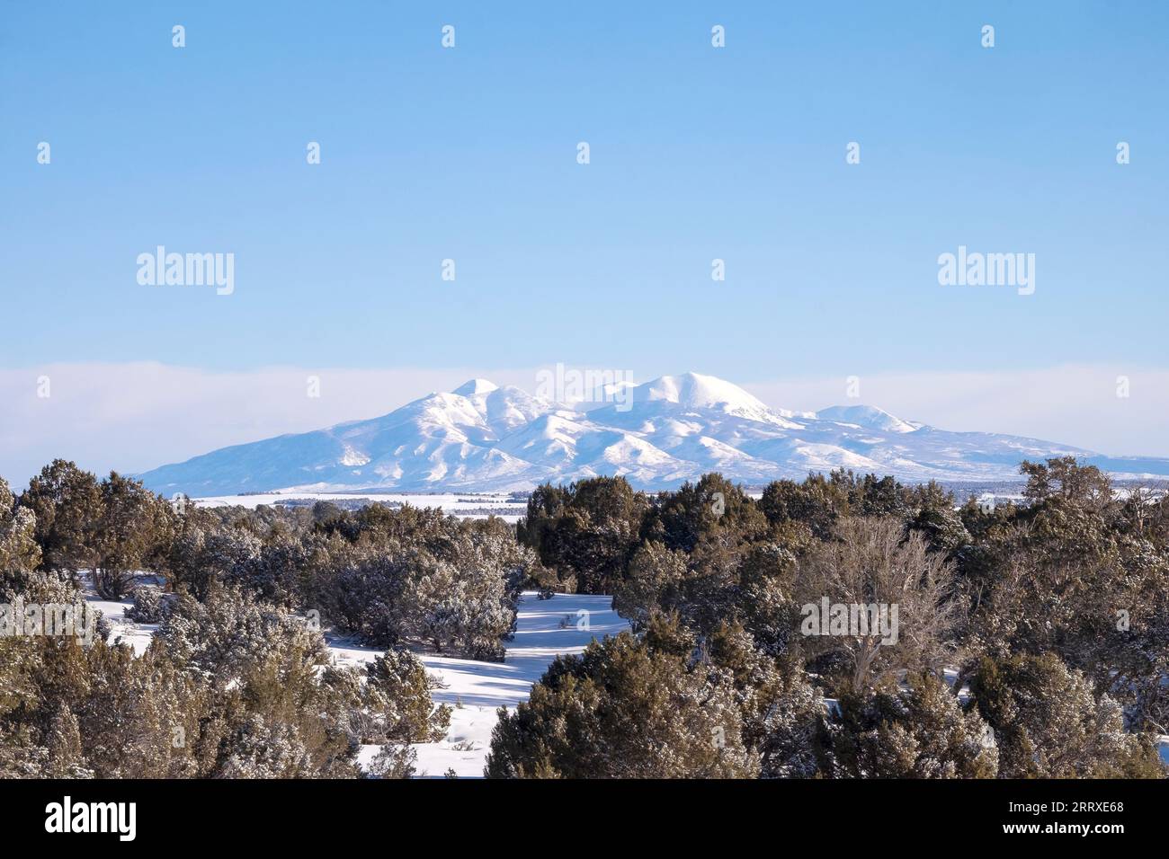Soleil et neige dans les montagnes de la Sal le long de la frontière entre l'Utah et le Colorado Banque D'Images