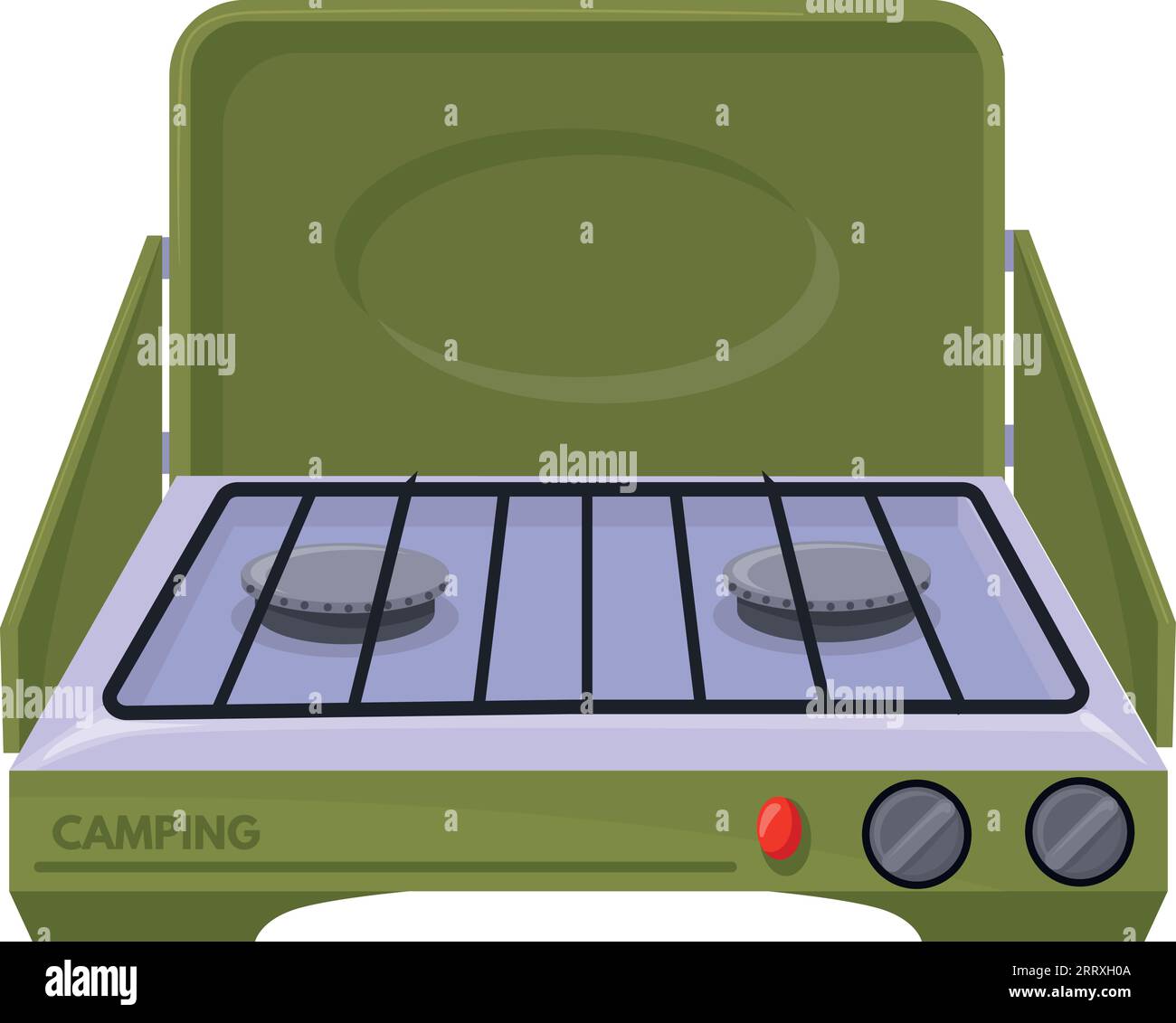 Icône de dessin animé de poêle portable. Équipement de cuisson extérieur isolé sur fond blanc Illustration de Vecteur