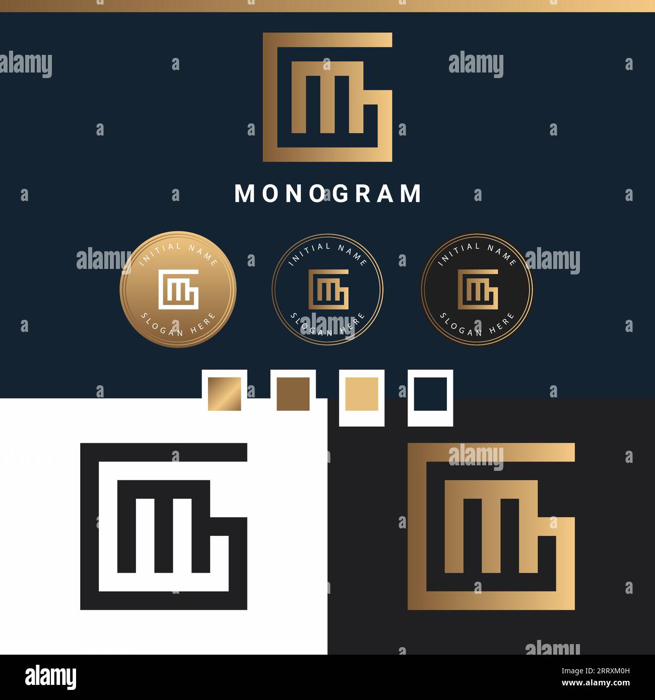 Logo de la lettre de texte initiale du monogramme GM ou MG de luxe Illustration de Vecteur