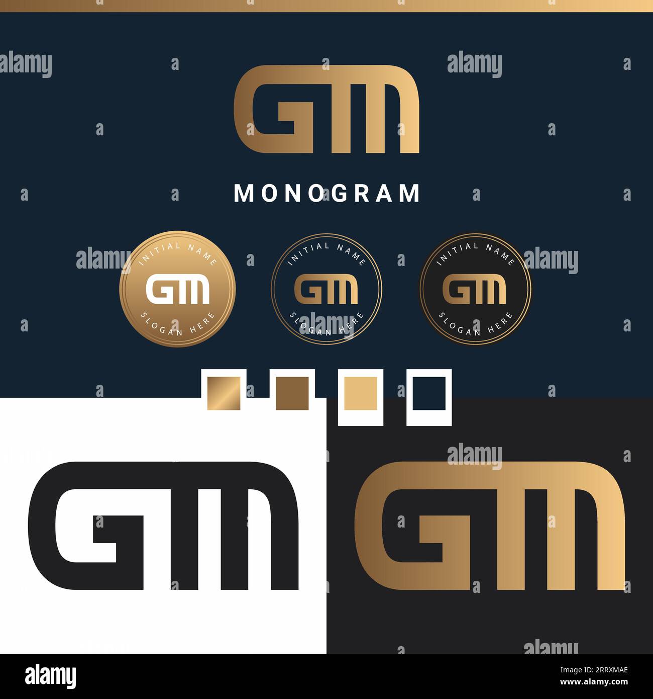 Logo de la lettre de texte initiale du monogramme GM ou MG de luxe Illustration de Vecteur