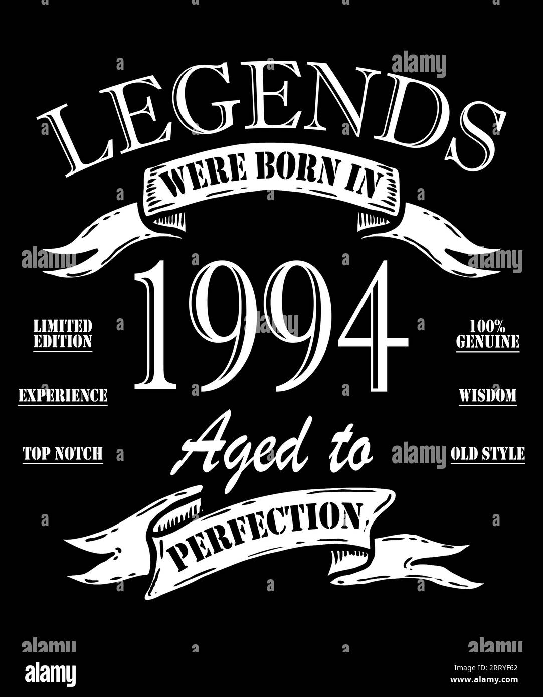 Carte cadeau d'anniversaire.1994 vieilli à la perfection, édition limitée, impressionnant depuis le paquet de t-shirt, illustration vectorielle de thème vintage pour les vêtements Born, tasses. Banque D'Images