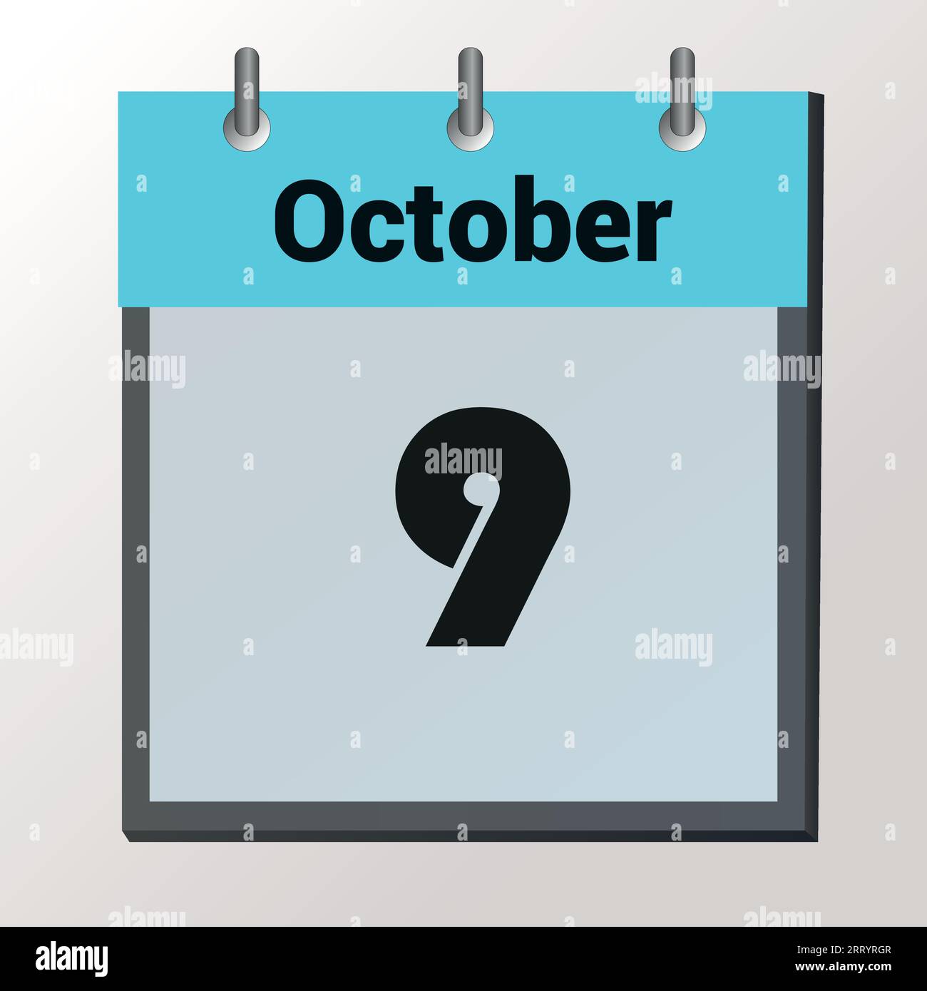 Jour sur le calendrier, format image vectorielle, octobre 9 Illustration de Vecteur