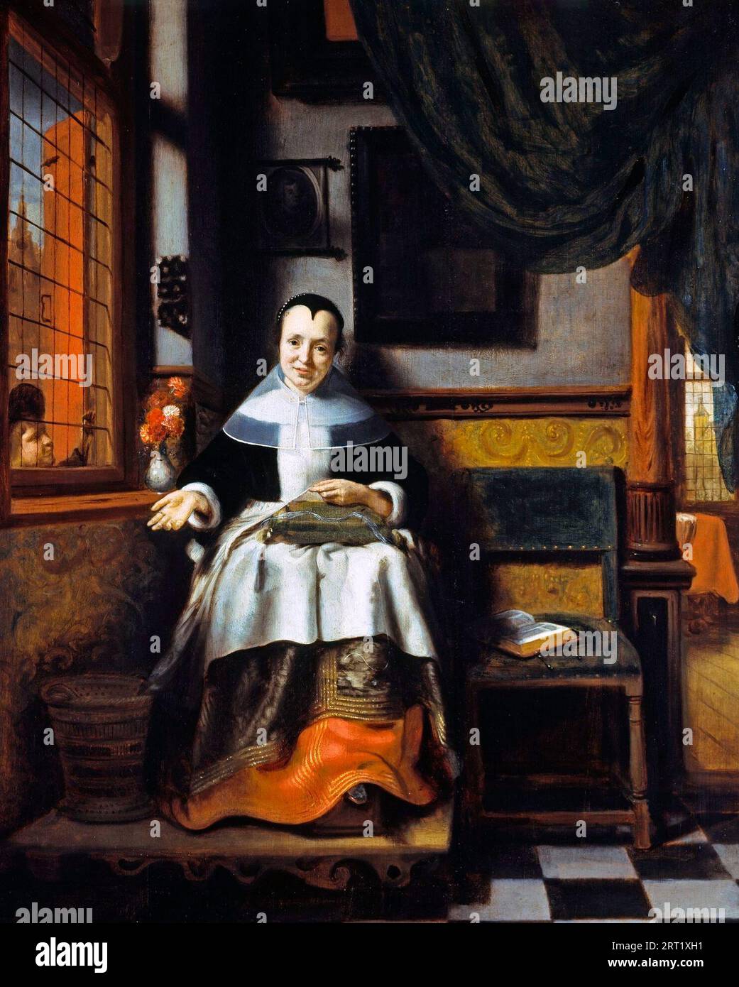La femme vertueuse - Nicolaes Maes, vers 1656 Banque D'Images