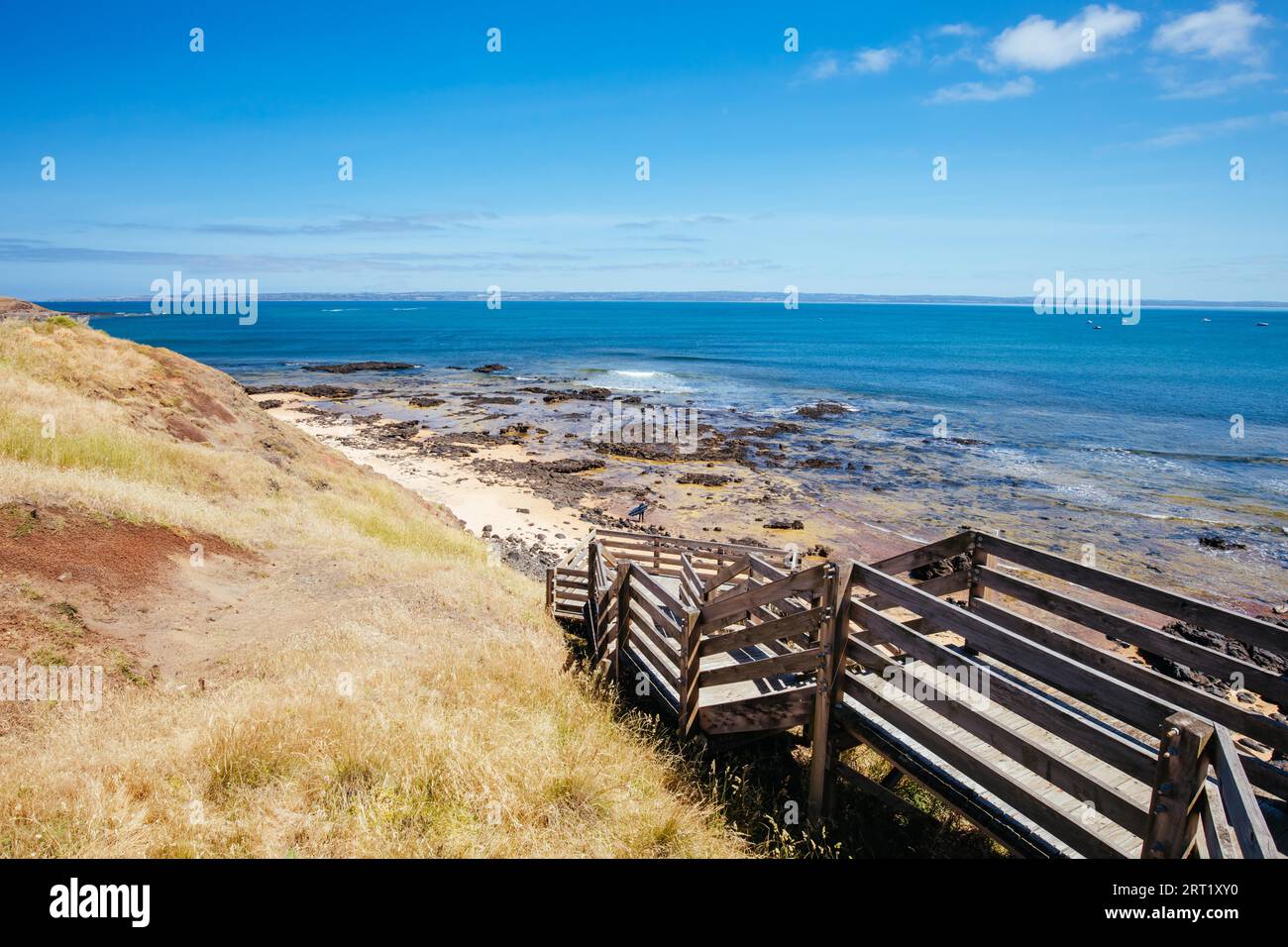 Shelley Beach par une chaude journée d'été à Philip Island, Australie Banque D'Images