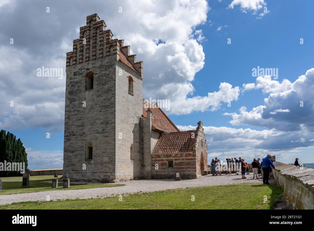 Hojerup, Danemark, 21 juillet 2020 : ancienne église Hojerup sur la falaise de Stevns Klint Banque D'Images