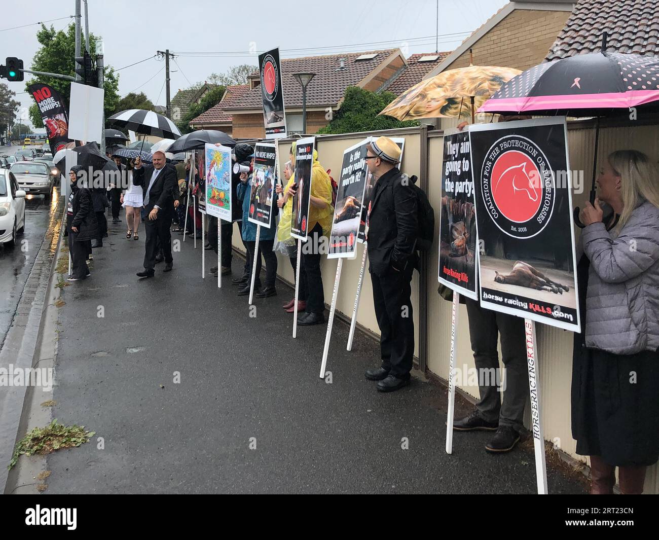 MELBOURNE, AUSTRALIE, NOVEMBRE 2 : manifestants au Derby Day au Melbourne Cup Carnival 2019 à l'hippodrome de Flemington à Melbourne, Australie Banque D'Images