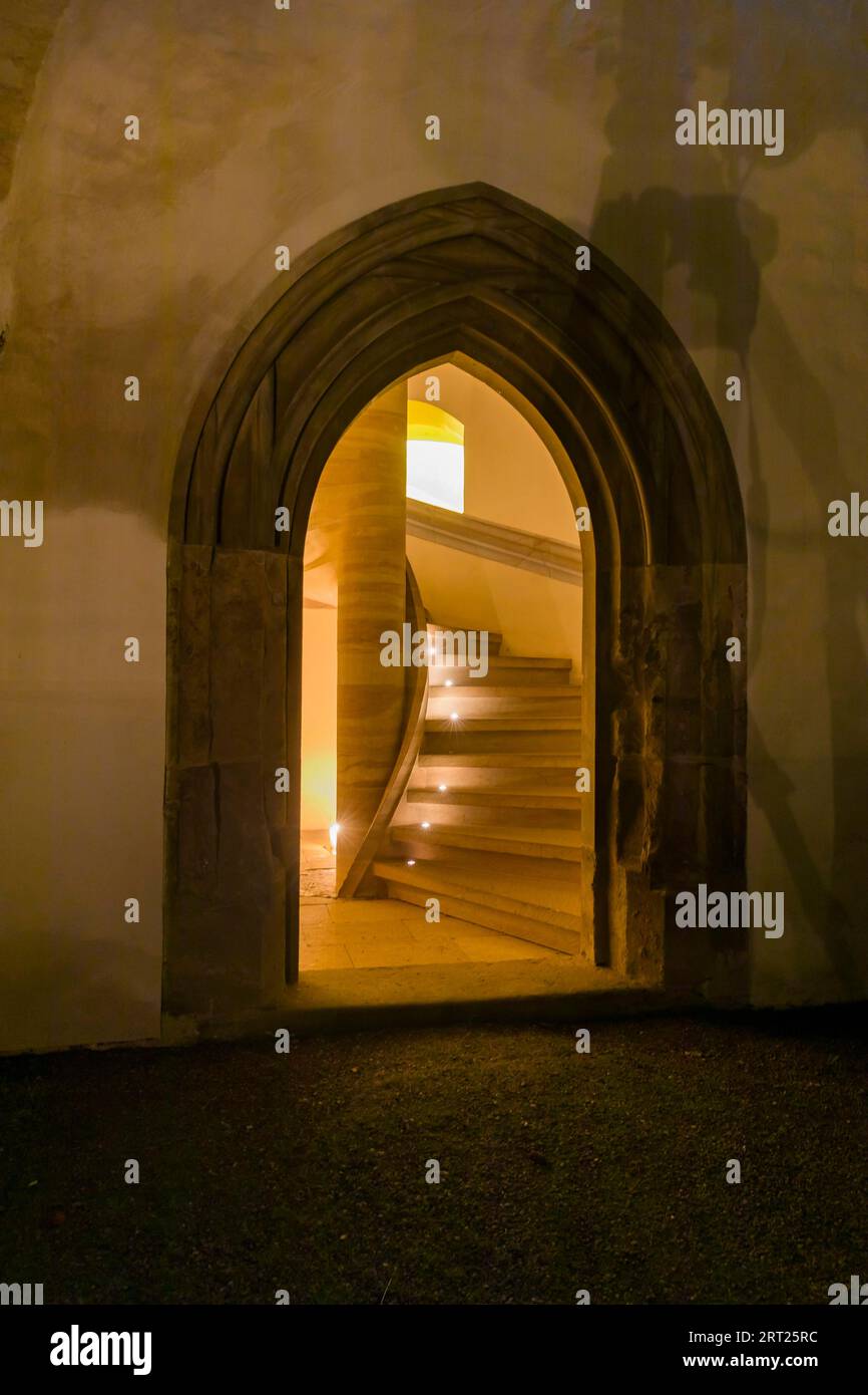 Visite guidée romantique à la torche dans le parc du monastère d'Altzella Banque D'Images