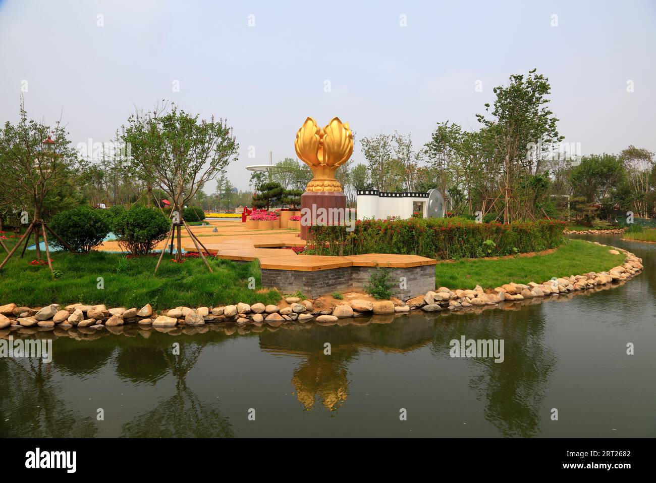 Décor architectural des jardins classiques chinois Banque D'Images