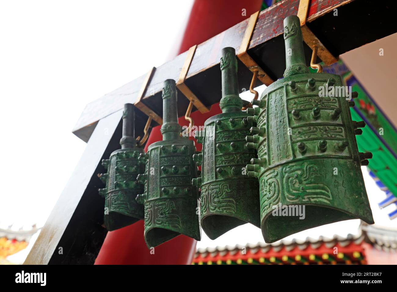 Cloches chinoises en bronze, gros plan de la photo Banque D'Images