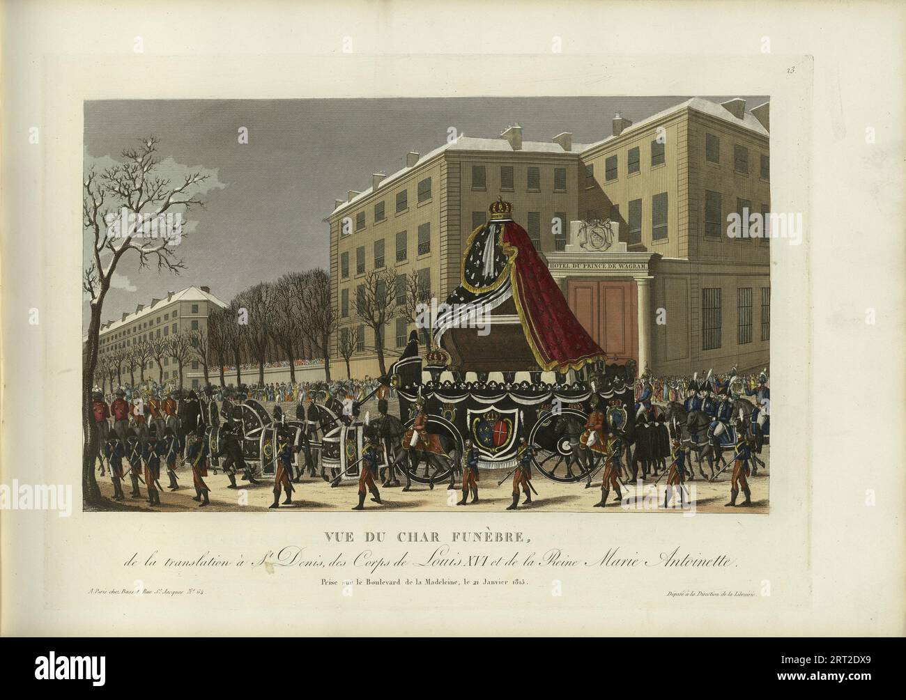 Vue du char fun&#xe8;bre de la traduction &#xe0 ; Saint-Denis des corps de Louis XVI et de la..., 1817-1824. Collection privée. Banque D'Images