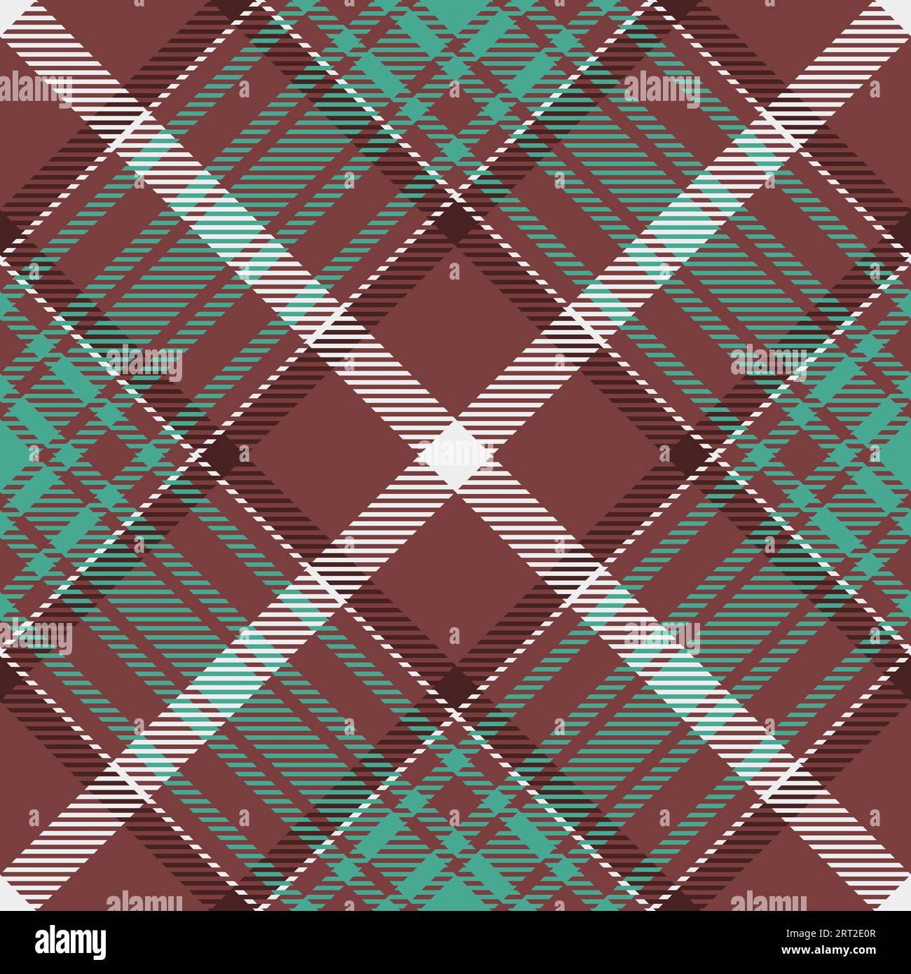 Plaid textile sans couture de tissu de fond à carreaux avec un vecteur de motif de texture tartan dans les couleurs rouge et sarcelle. Illustration de Vecteur