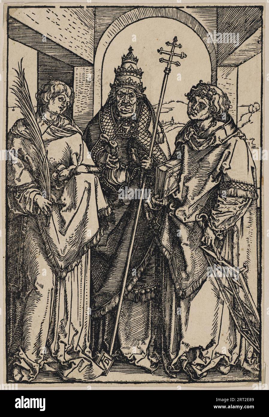 Saints Étienne, Sixte et Lawrence, c.1504. Collection privée. Banque D'Images Saints Étienne, Sixte et Lawrence, c.1504. Collection privée. Banque D'Images