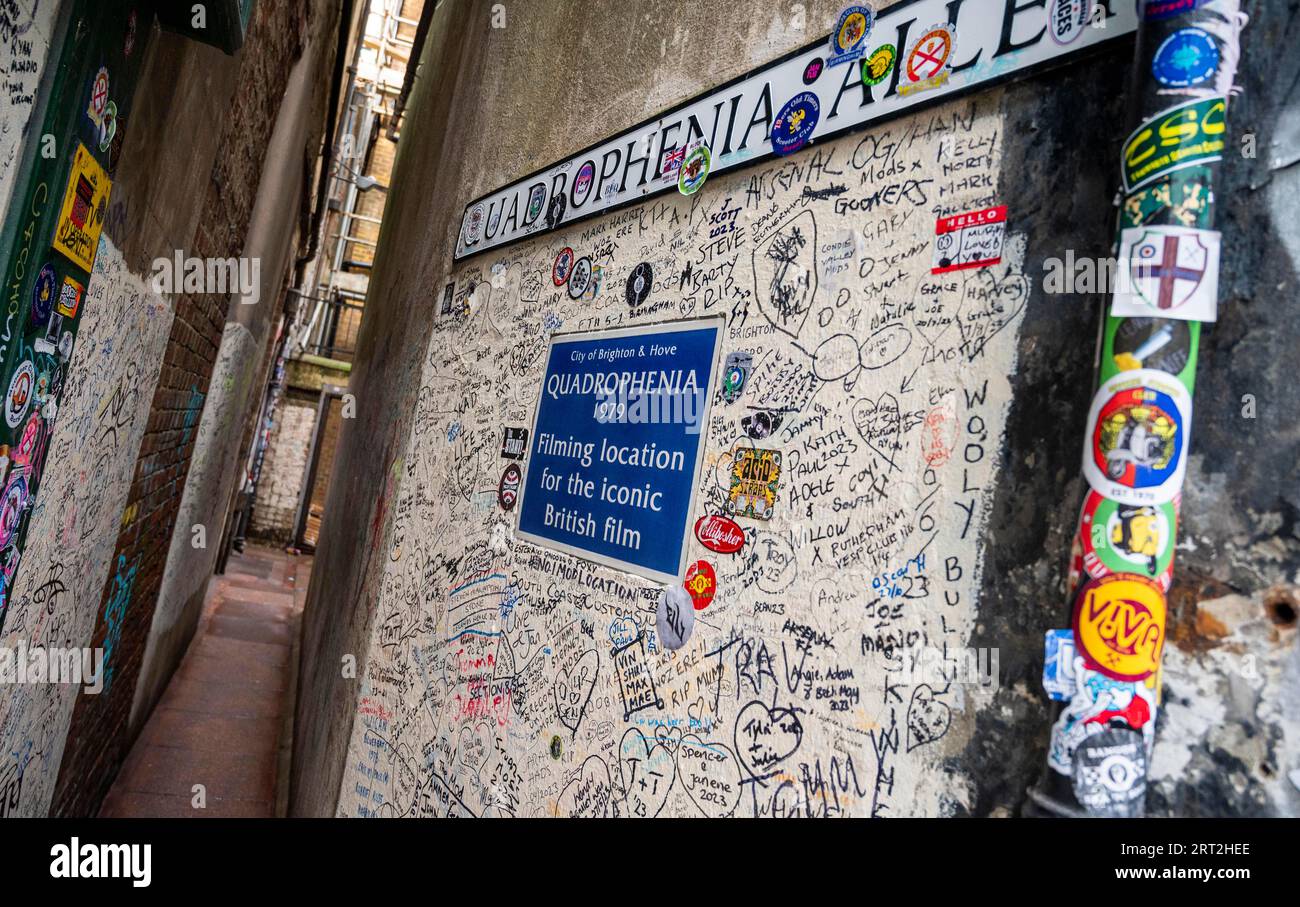 La célèbre Quadrophenia Alley où des scènes ont été tournées pour le film emblématique Quadrophenia réalisé en 1979 à Brighton , Sussex , Angleterre Royaume-Uni Banque D'Images