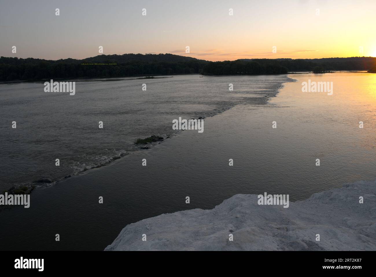 Vue de la rivière Susquehanna depuis les falaises blanches de Conoy au coucher du soleil en Pennsylvanie Banque D'Images