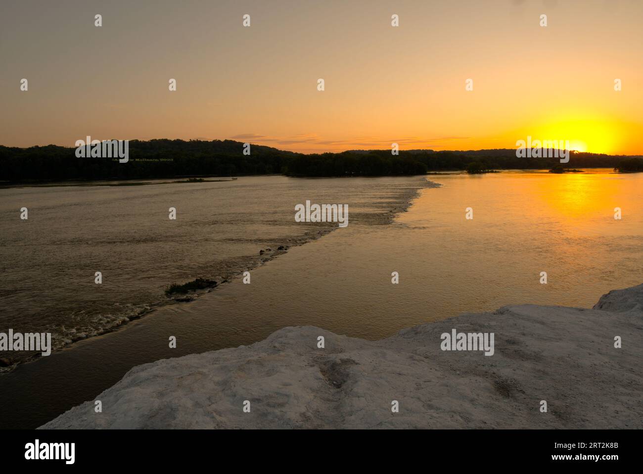 Vue de la rivière Susquehanna depuis les falaises blanches de Conoy au coucher du soleil en Pennsylvanie Banque D'Images