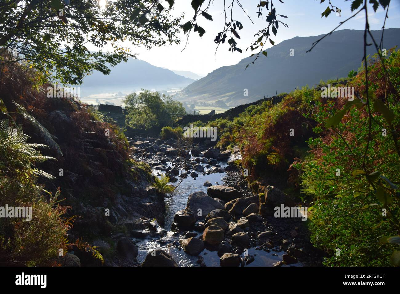 Superbes images de paysages le long de la route jusqu'à Stickle tarn dans le quartier des lacs anglais. Banque D'Images