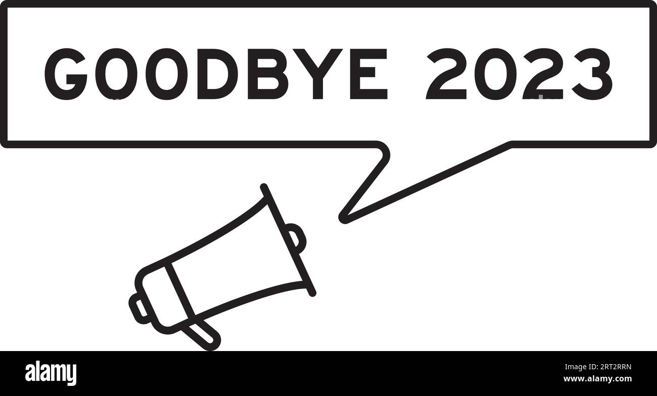 Icône mégaphone avec bulle de parole dans le mot adieu 2023 sur fond blanc Illustration de Vecteur