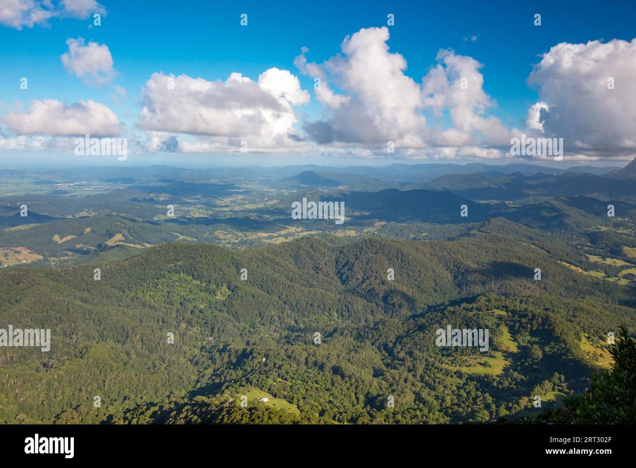 Panorama depuis le meilleur de tous Lookout dans Parc National de Springbook dans l'arrière-pays de la Gold Coast, Queensland, Australie Banque D'Images