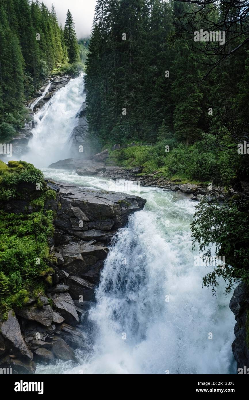 Chutes de Krimml (la plus haute cascade d'Autriche), parc national Hohe Tauern, Autriche Banque D'Images