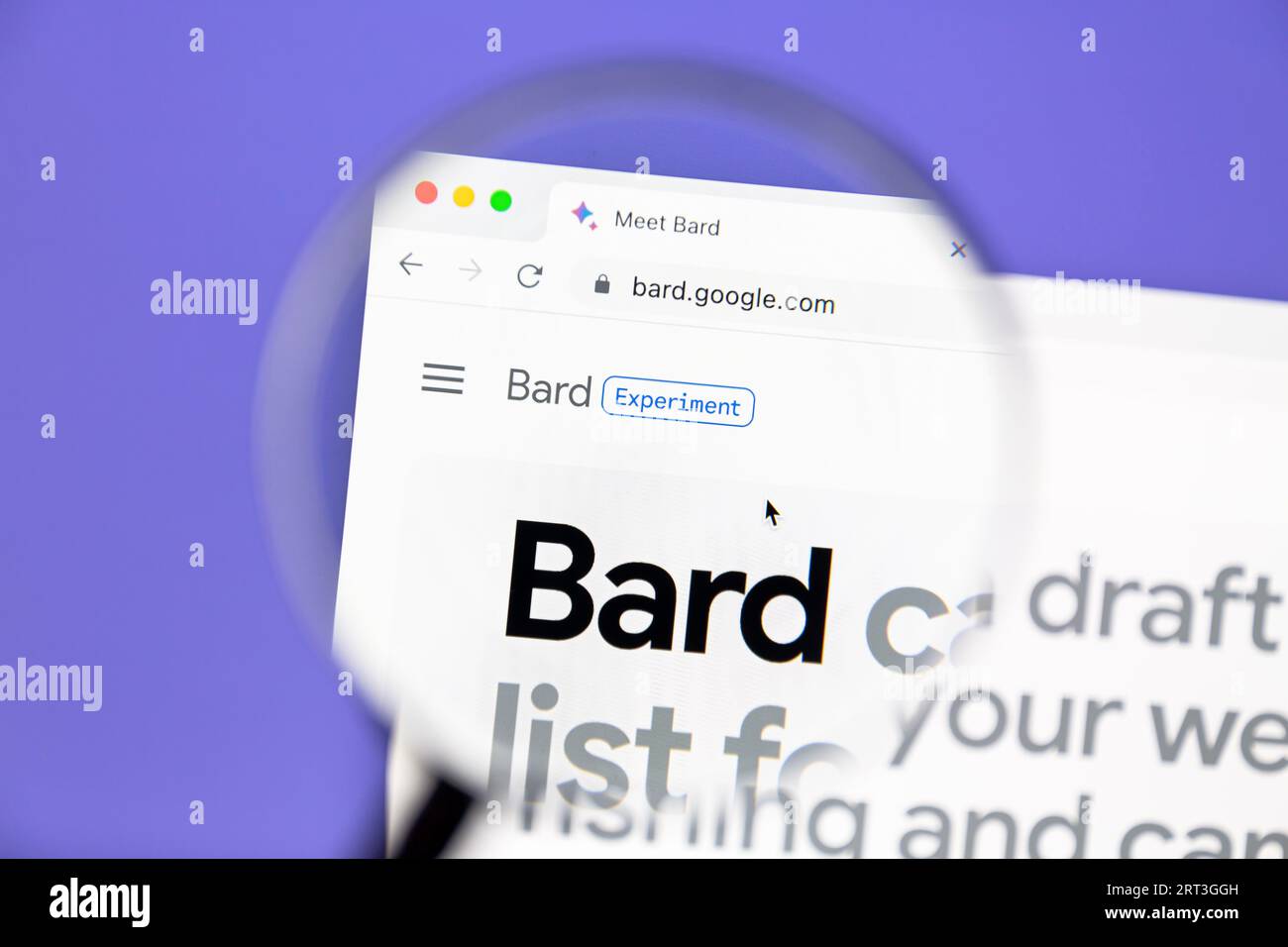 Ostersund, Suède - avril 8 2023 : site web Google Bard. Bard est un chatbot conversationnel d’intelligence artificielle développé par Google. Banque D'Images