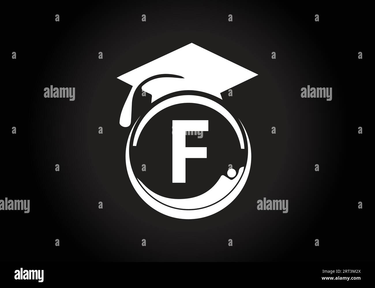 Alphabet initial F avec la cérémonie de remise des diplômes. Félicitations les diplômés conçoivent des timbres, logos, cartes et modèles d'invitations Illustration de Vecteur