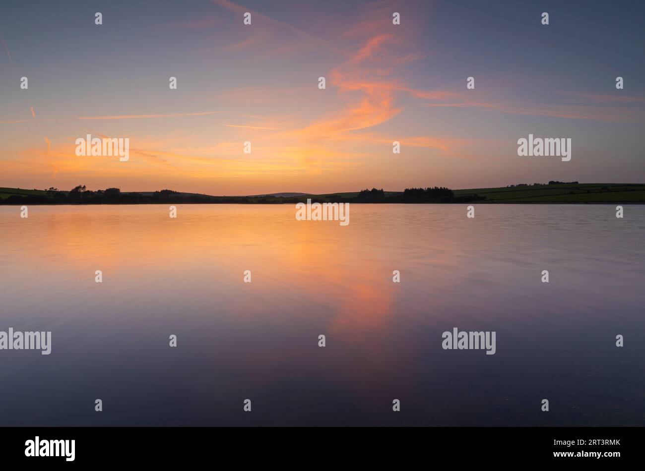 Coucher de soleil au lac Siblyback Banque D'Images