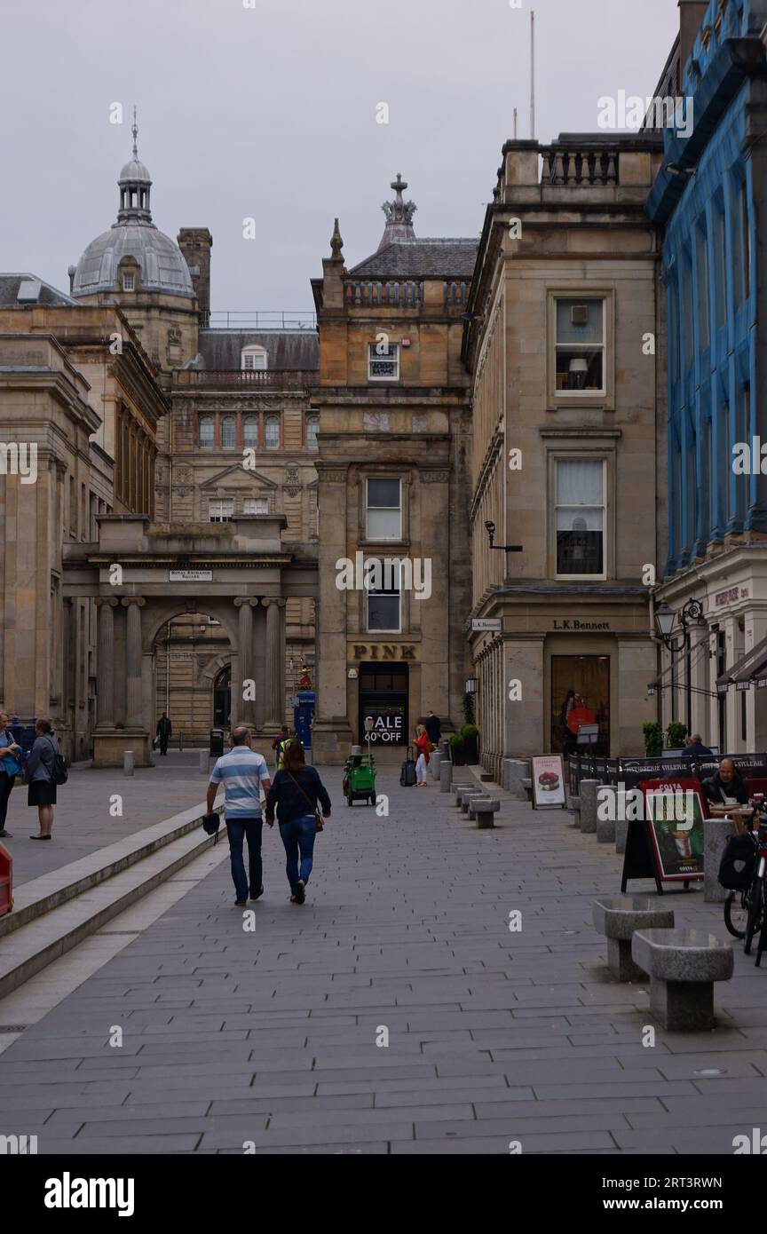 Glasgow, Écosse (Royaume-Uni) : vue sur Royal Exchange Square dans le centre-ville Banque D'Images